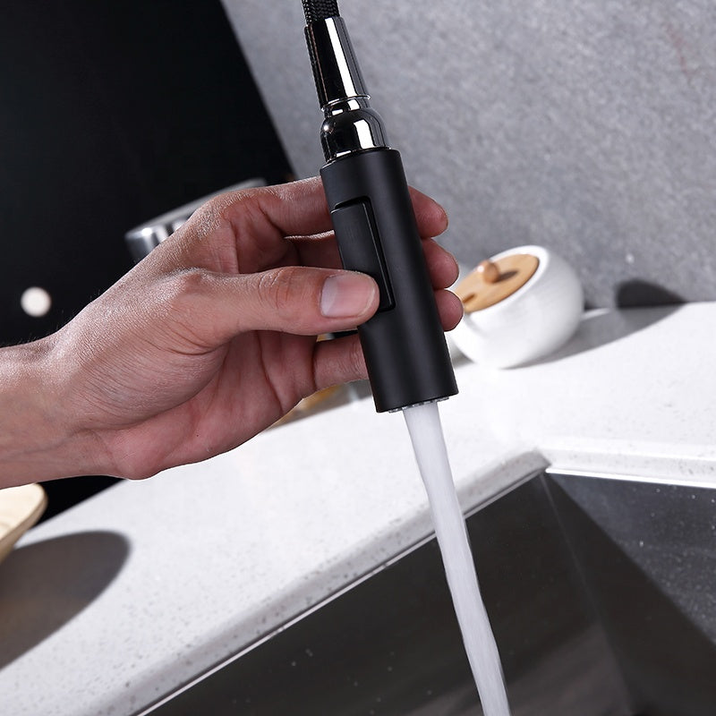 Pull-Out Kitchen Faucet – Single Handle, Matte Black, 18” High-Arc