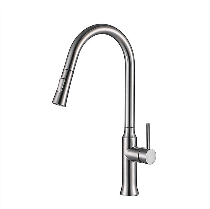 MAX Faucets | 19.5" High-Arc Pull-Out Kitchen Faucet – Single Handle, Brushed Nickel Finish
