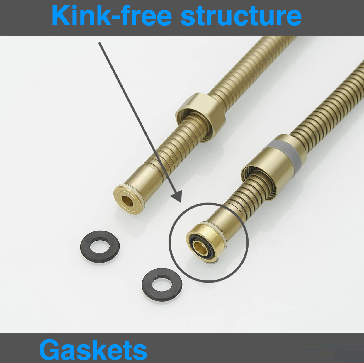 Replacement Handheld Shower Hose Flexbel 60 Inches 150cm Brushed Gold Finish.