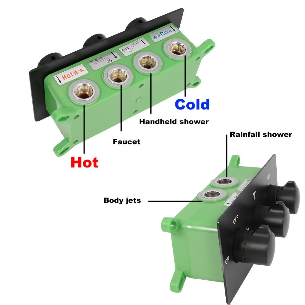 Four-Function Pressure Balance Shower Valve Matte Black