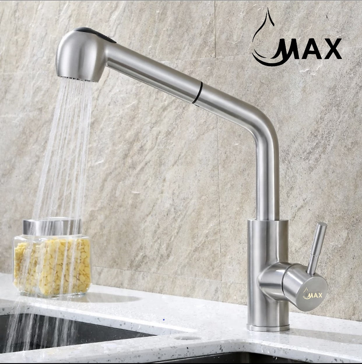 Pull-Out Kitchen Faucet Two Functions 14 Inches Brushed Nickel Finish