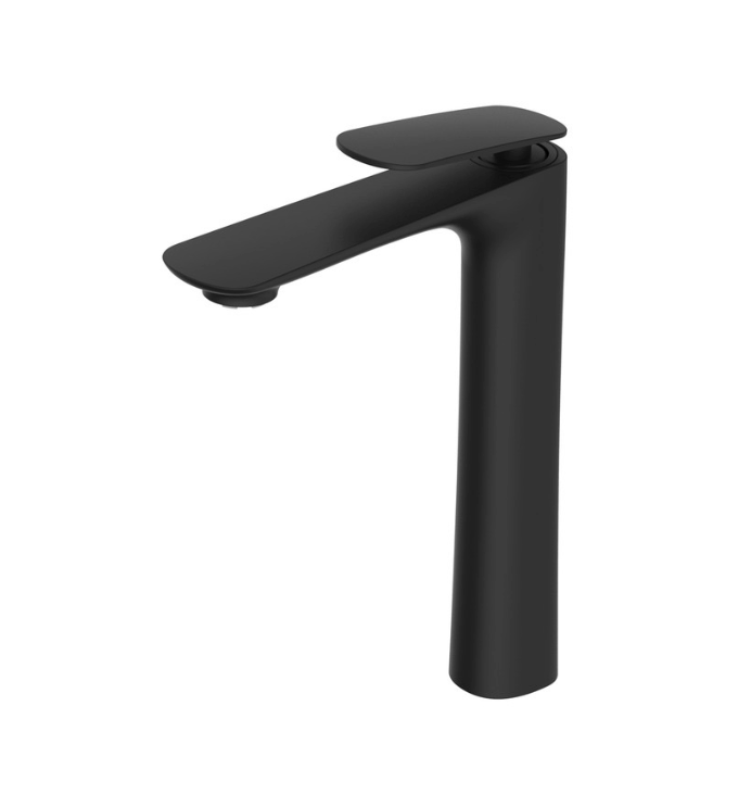 Ultra Thin Spout Vessel Sink Bathroom Faucet 11" In Matte Black Finish