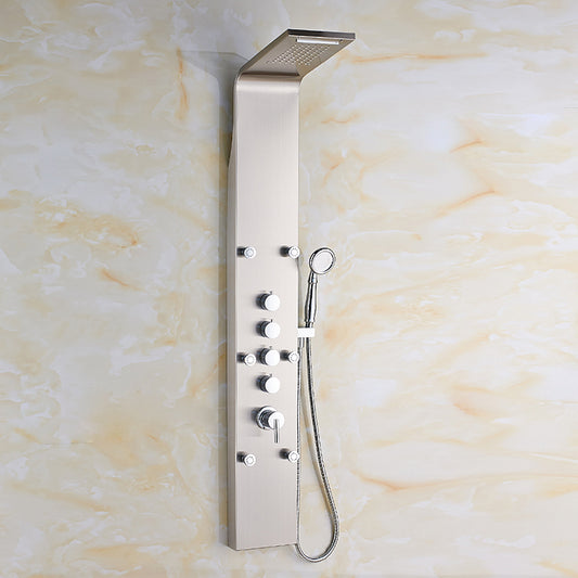 Rainfall Shower Panel System Four Functions with 6 Massage Body Jets and Handheld Brushed Nickel Finish