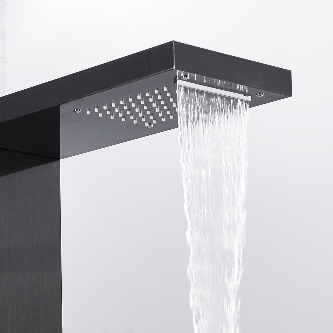 Rainfall Shower Panel System Five Functions with 3 Massage Jets and Handheld Black Finish