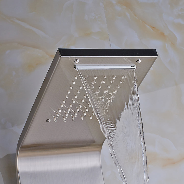 Rainfall Shower Panel System Four Functions with 6 Massage Body Jets and Handheld - Brushed Nickel Finish | MAX Faucets
