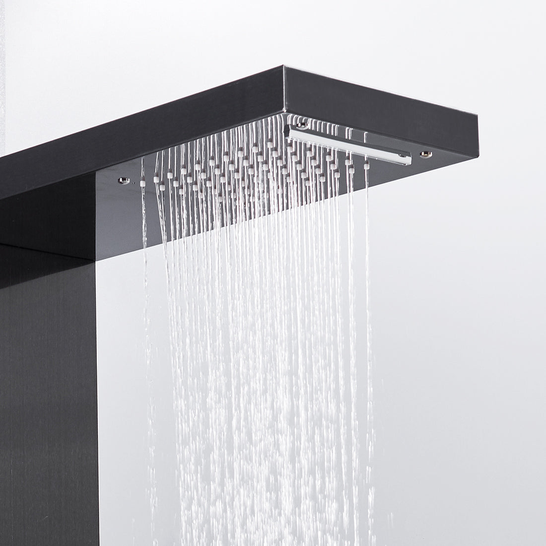 Rainfall Shower Panel System Five Functions with 3 Massage Jets and Handheld Black Finish