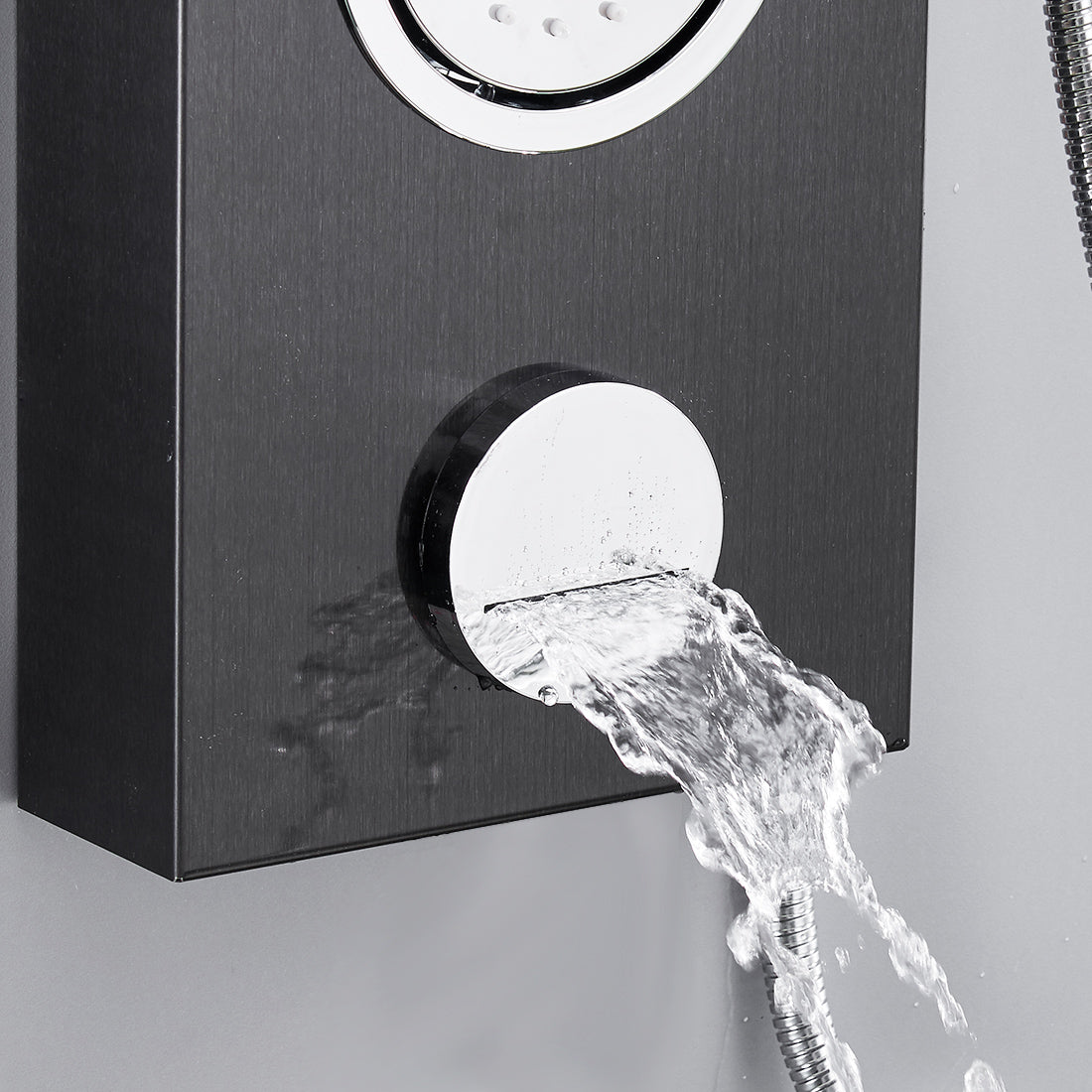 Rainfall Shower Panel System Five Functions with 3 Massage Jets and Handheld Black Finish