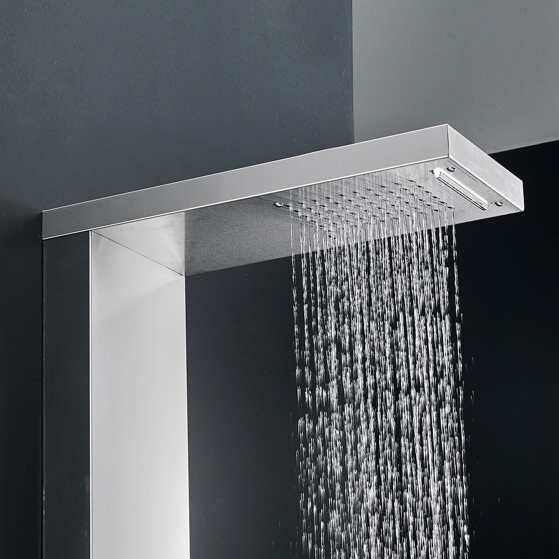 Rainfall Shower Panel System Five Functions with 3 Massage Jets and Handheld Brushed Nickel Finish