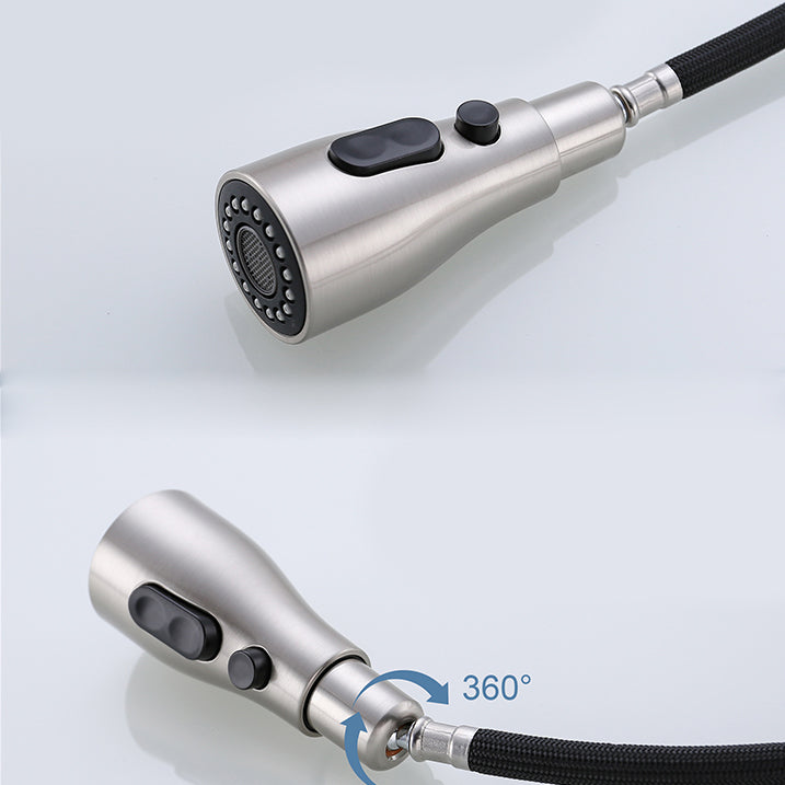 18" High-Arc Pull-Out Kitchen Faucet – Single Handle, Matte Black & Brushed Nickel Finish