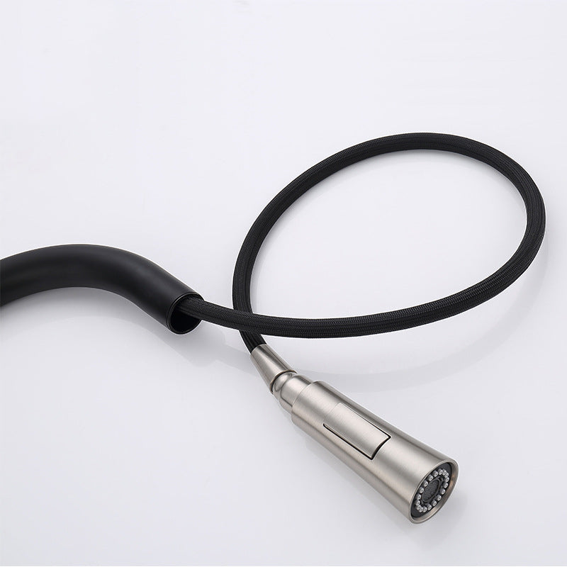 MAX Faucets | 19.5" High-Arc Pull-Out Kitchen Faucet – Single Handle, Matte Black & Brushed Nickel Finish