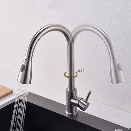 Single Handle Pull-Out Kitchen Faucet 16.5" In Brushed Nickel Finish