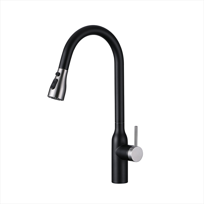 18" High-Arc Pull-Out Kitchen Faucet – Single Handle, Matte Black & Brushed Nickel Finish