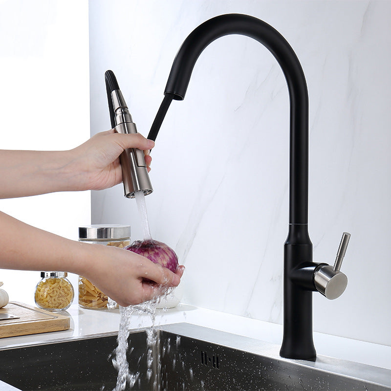 MAX Faucets | 19.5" High-Arc Pull-Out Kitchen Faucet – Single Handle, Matte Black & Brushed Nickel Finish