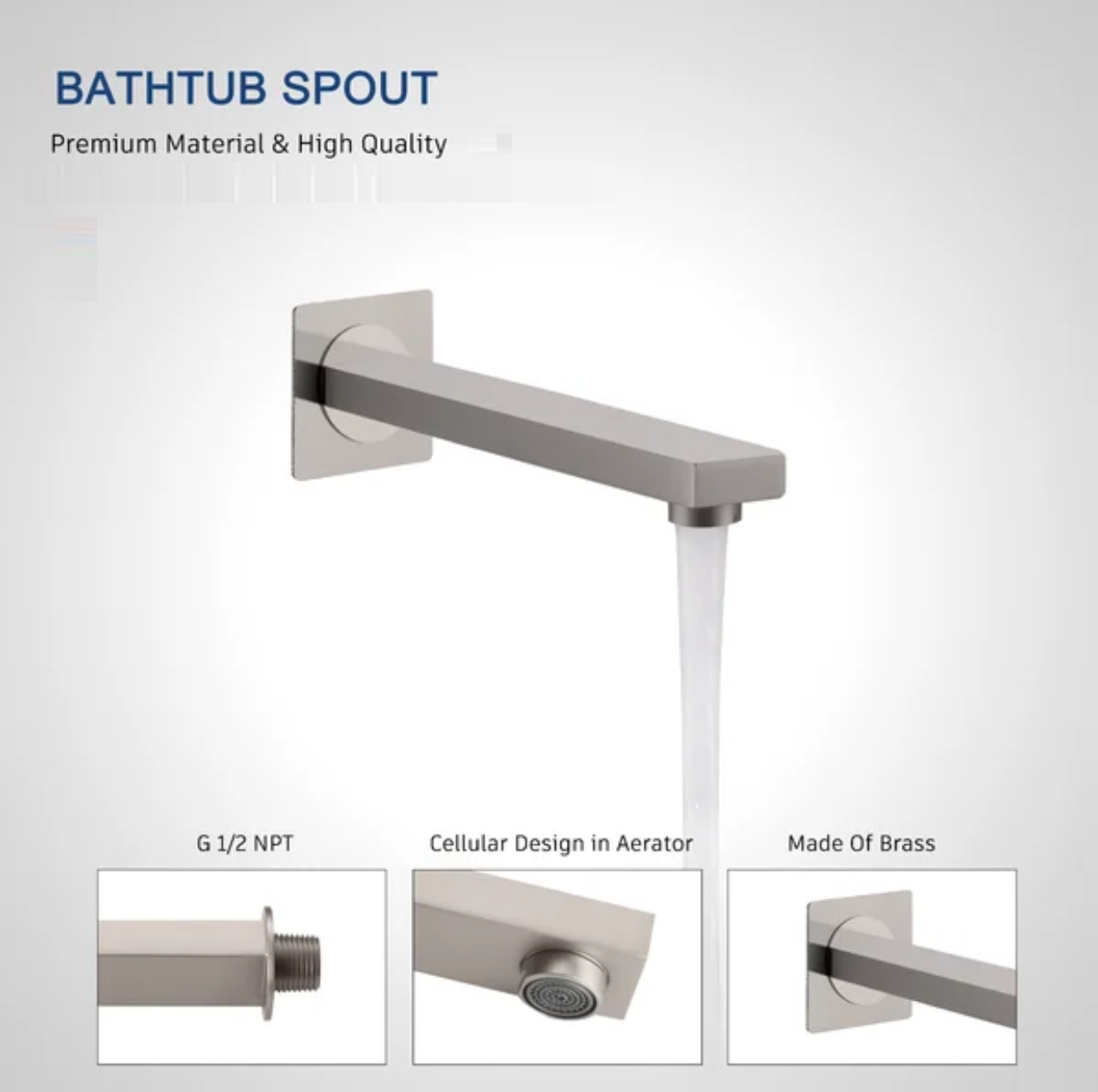 Tub Filler Spout 7" Brushed Nickel