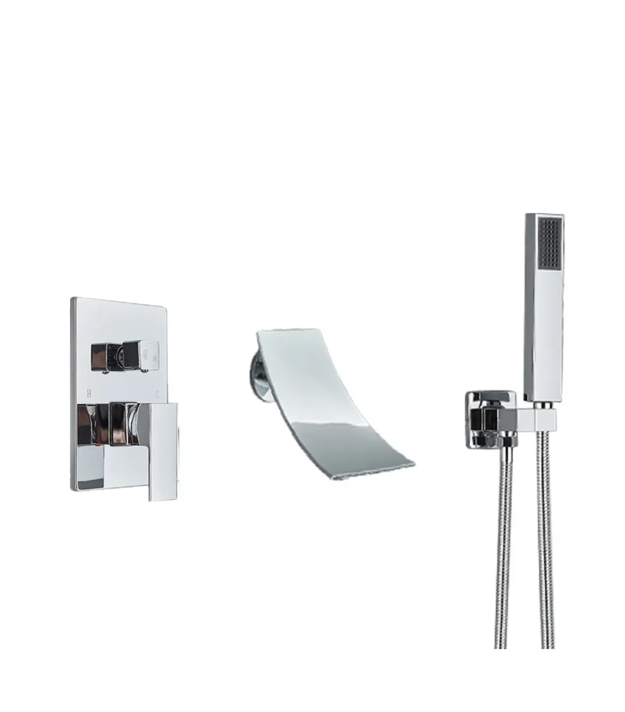 MAX Faucets Roman Tub Faucet with Waterfall Spout, Diverter &amp; Handheld Shower – Chrome Finish