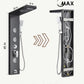Rainfall Shower Panel System Five Functions with 3 Massage Jets and Handheld Black Finish