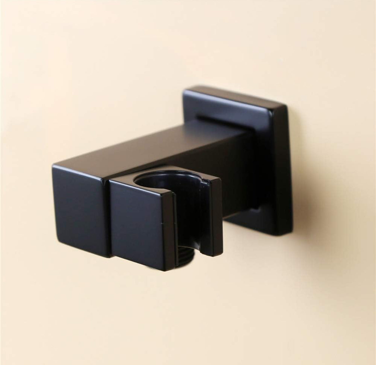 Square Outlet Elbow Shower Wall Mounted with Adjustable Handheld Shower Head Holder Matte Black finish