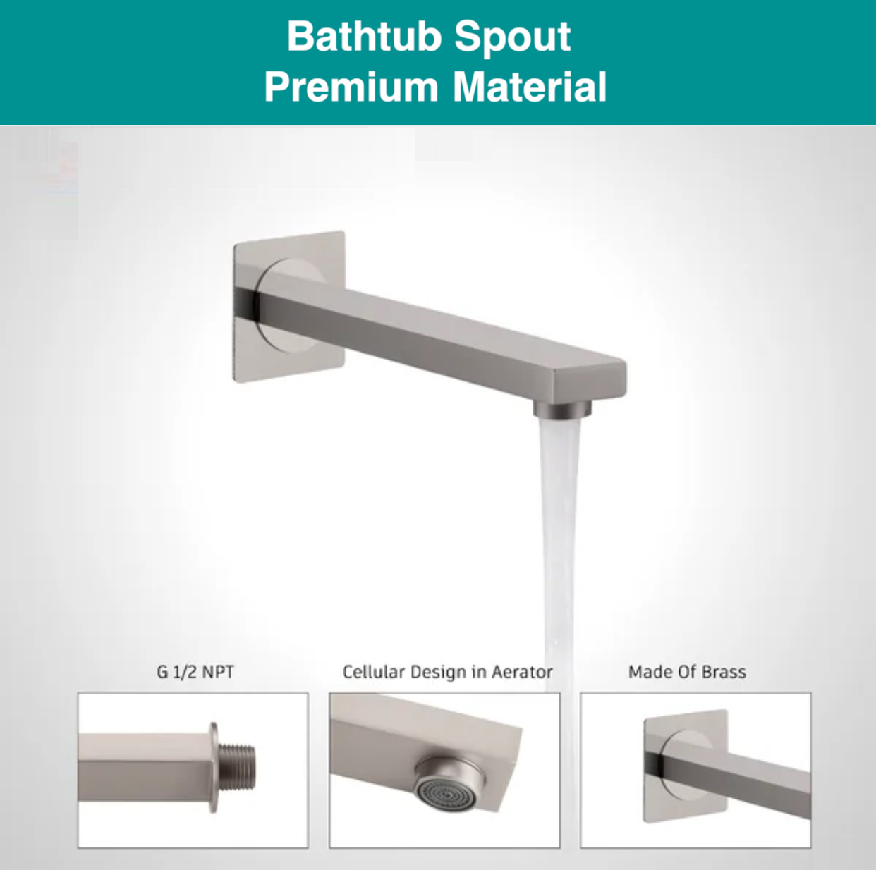 Tub Shower System Three Functions With Pressure-balance Valve Brushed Nickel Finish Square Design