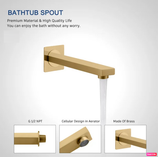 Tub Filler Spout 7" Brushed Gold Finish