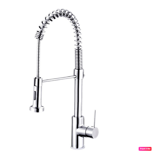 Commercial Kitchen Faucet High Arc Single Handle Spiral Flexible Pullout Sprayer 20" Chrome Finish