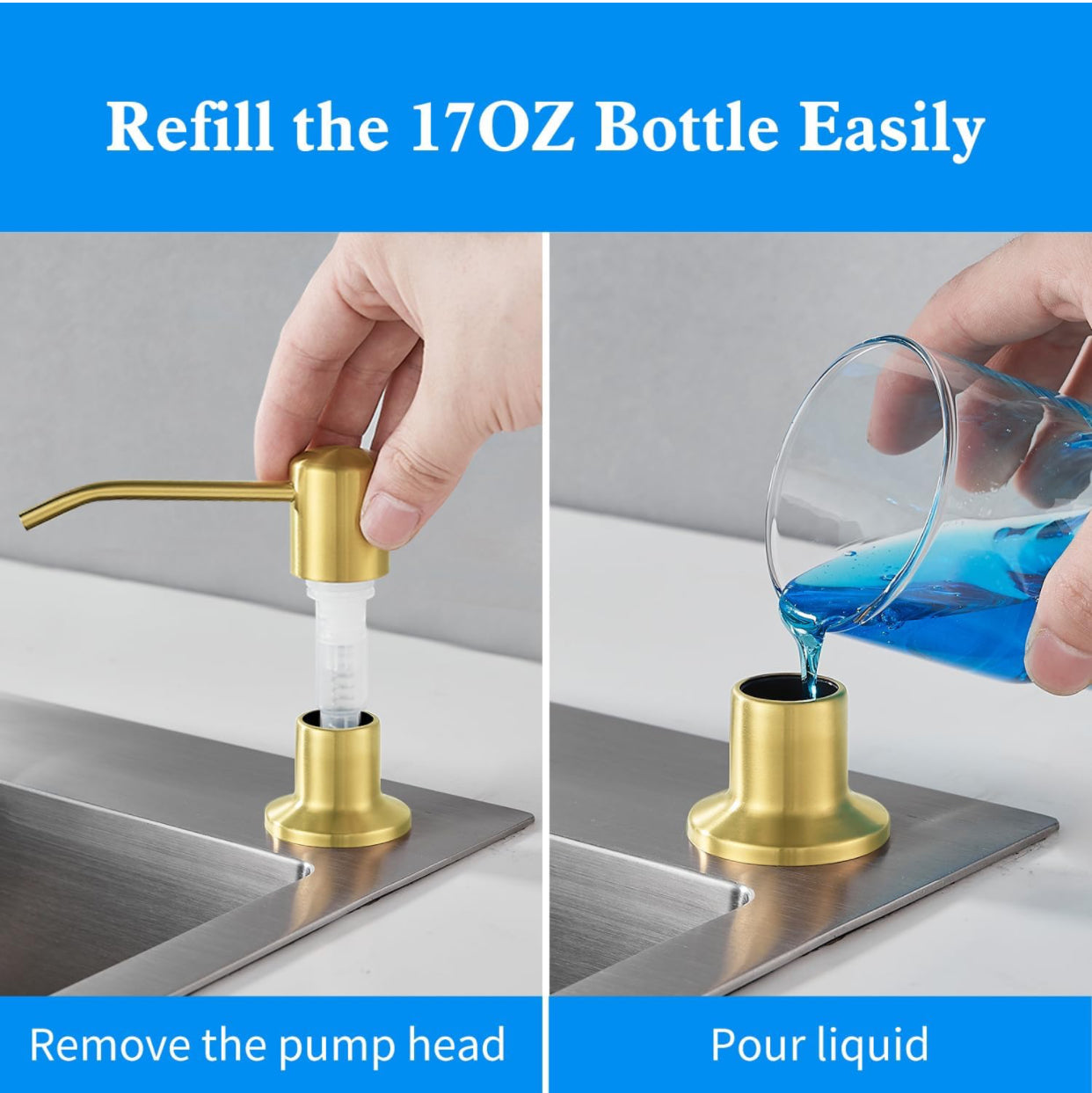 Soap & Lotion Dispenser Brushed Gold Finish