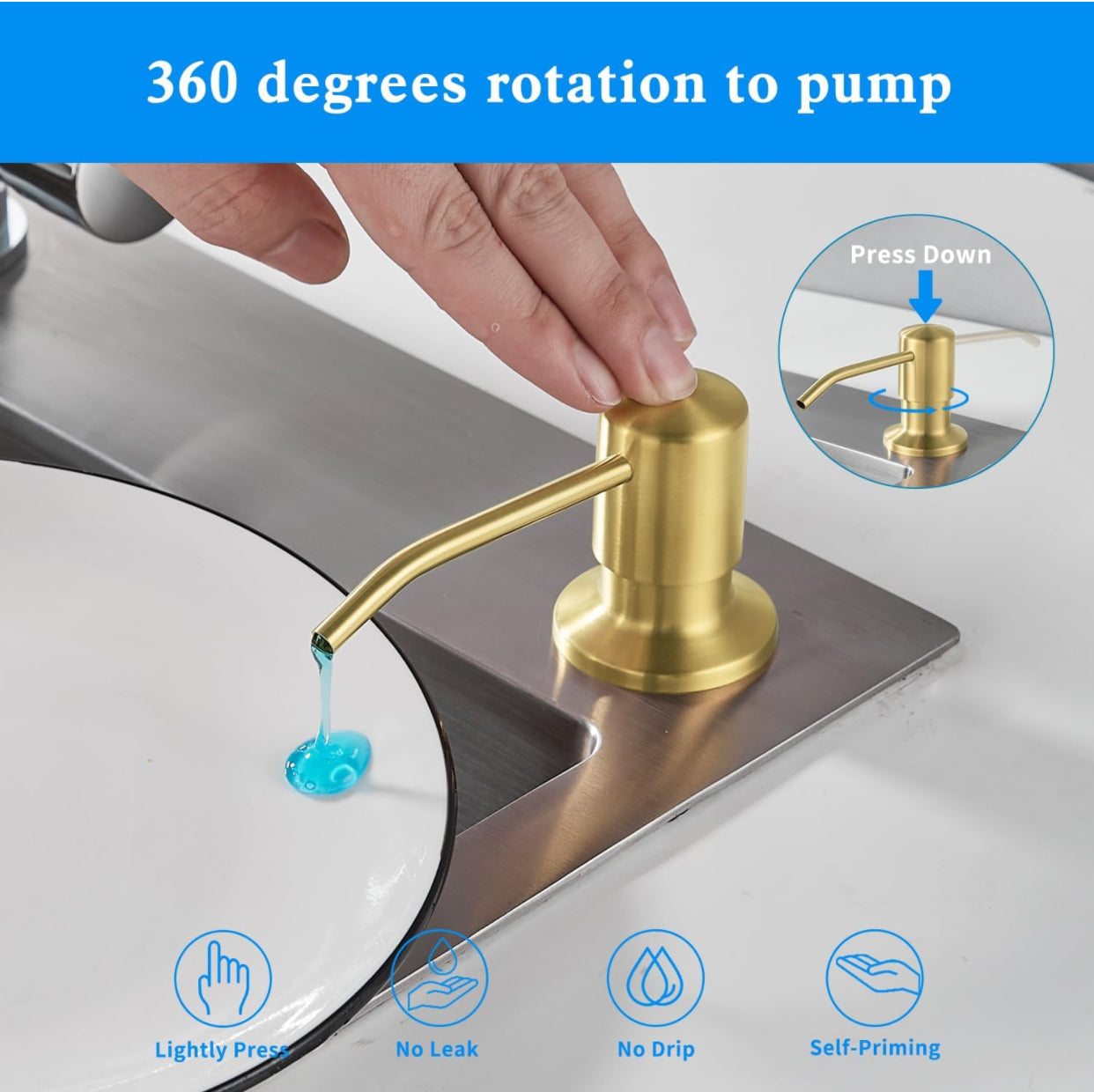 Soap & Lotion Dispenser Brushed Gold Finish