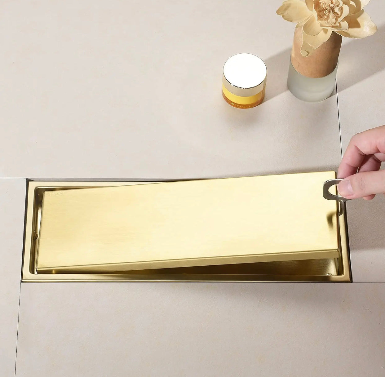 MAX Faucets | 18-Inch Brushed Gold Linear Shower Drain with Cover – Premium Drainage Solution