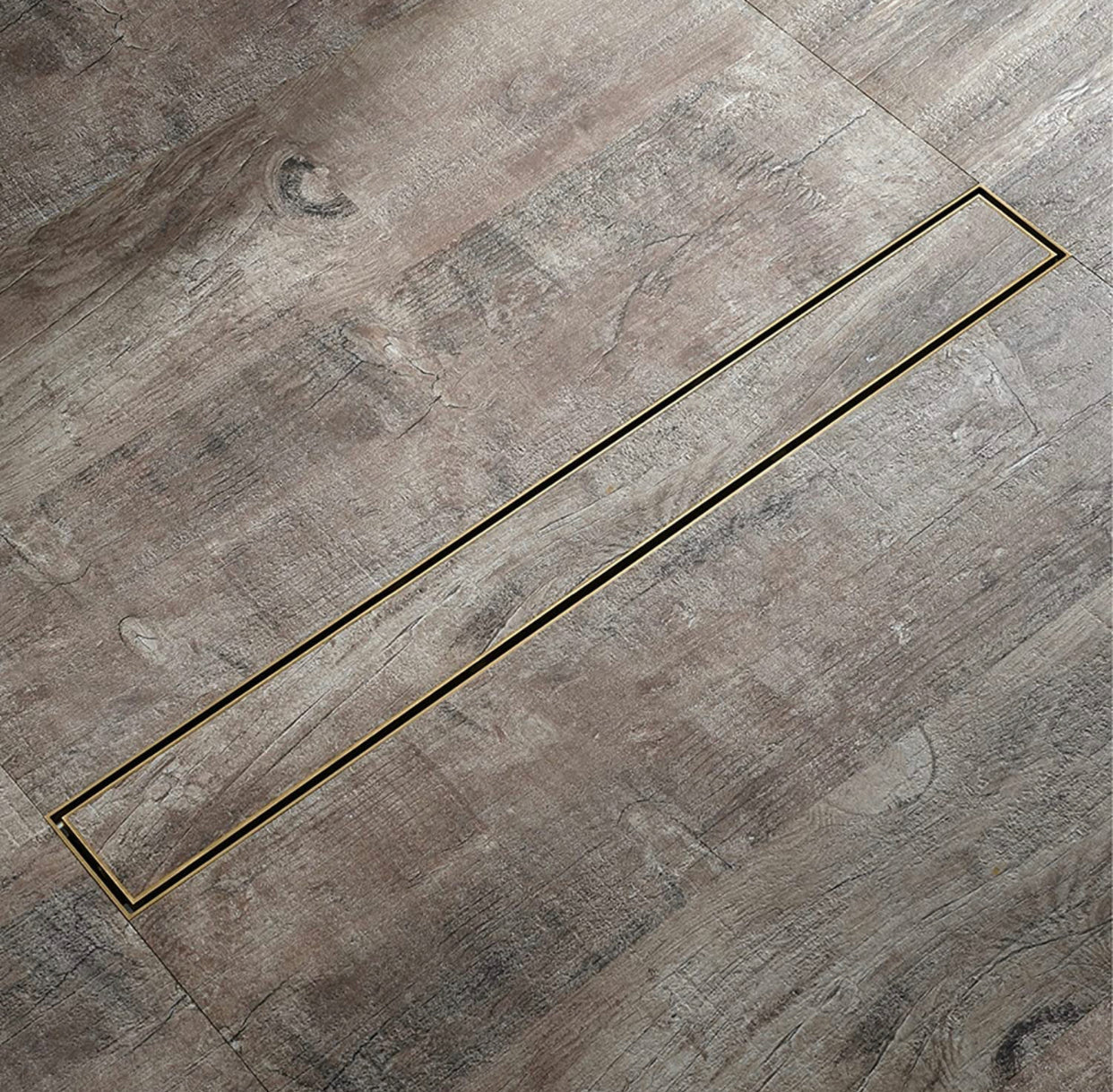 MAX Faucets | 24-Inch Linear Shower Drain with Cover – Brushed Gold Finish