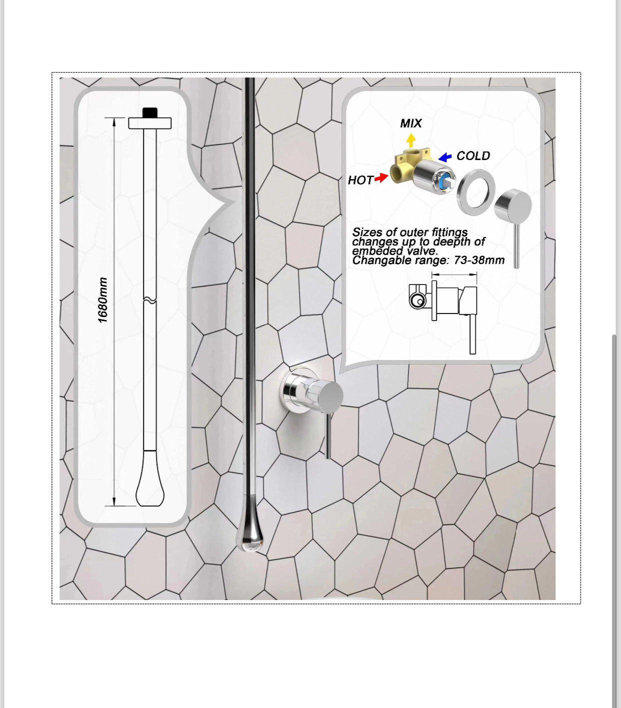 Ceiling Bathroom Faucet With Wall Mounted Hand Control Chrome Finish