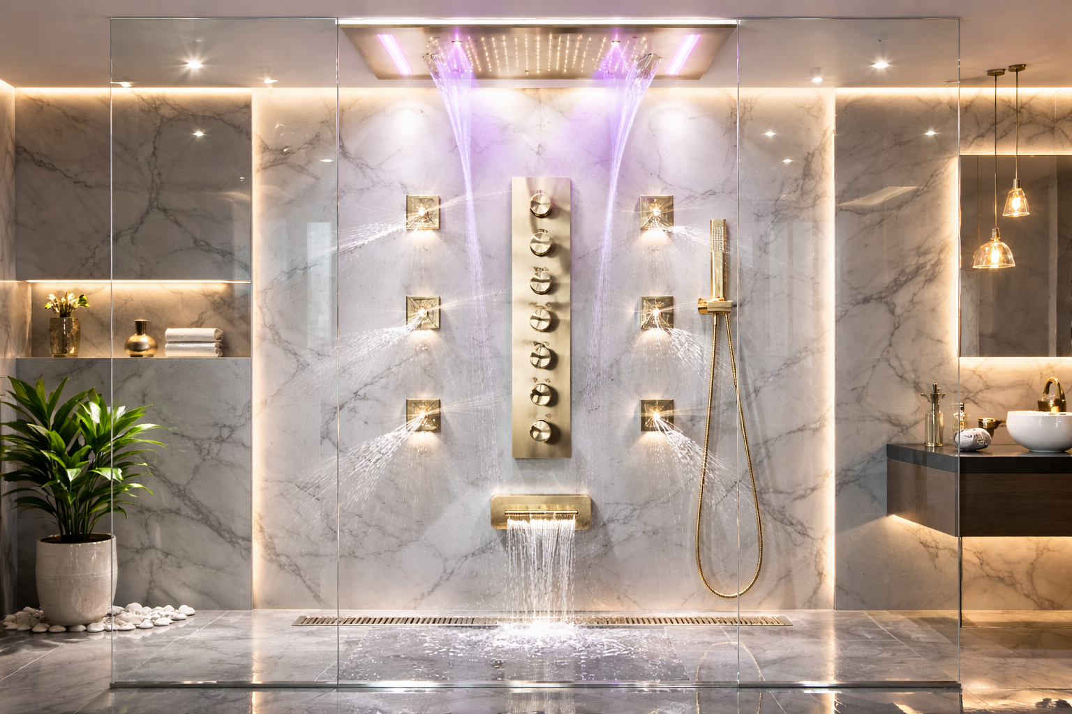 Luxury roman tub faucet with handheld shower and deck mounted design for modern bathroom