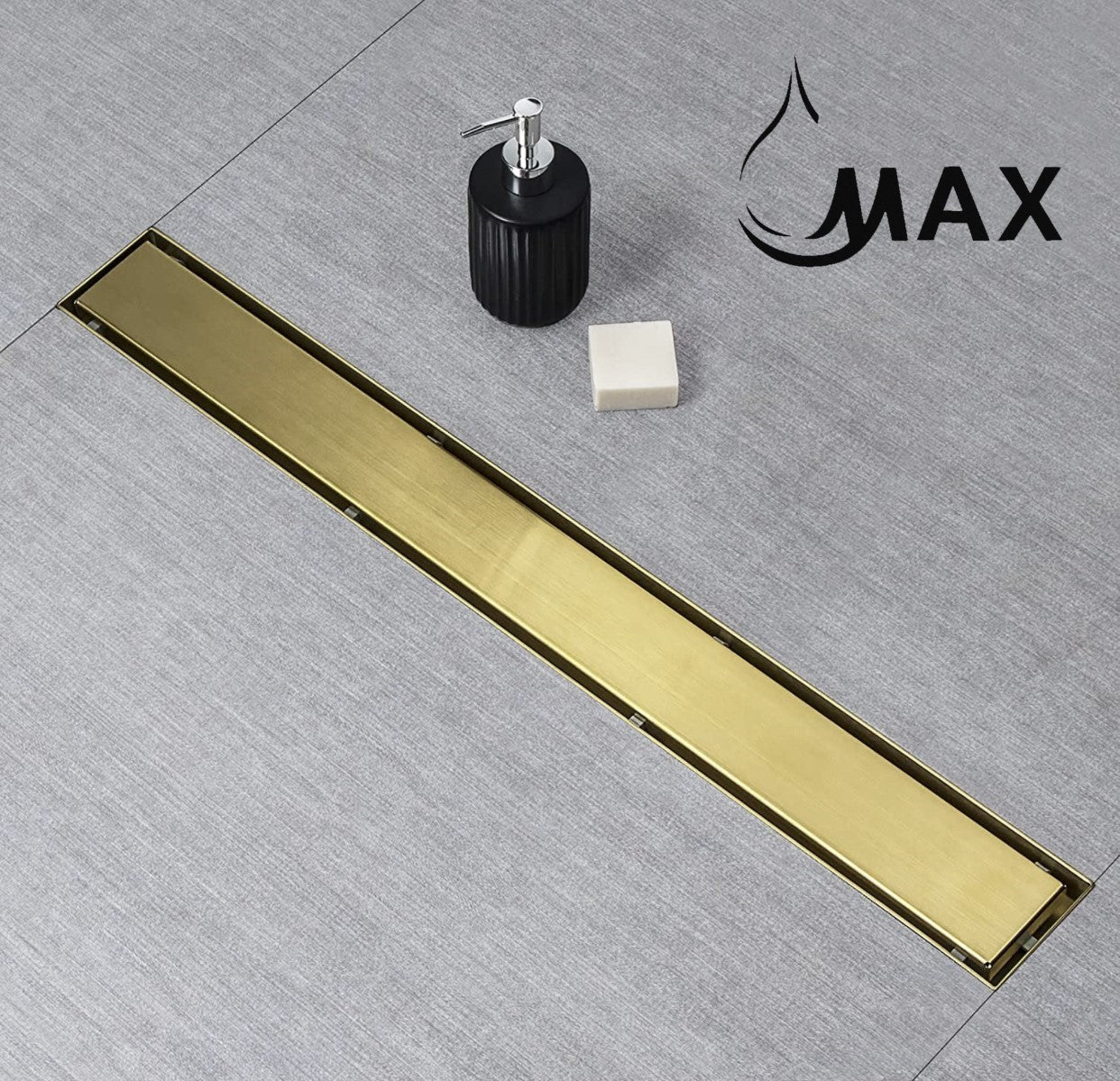 MAX Faucets | 30-Inch Linear Shower Drain with Cover – Brushed Gold Finish