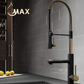 Kitchen Faucet Chef Style Pre-Rinse Spring Spout 24" With Pot Filler Pull-Down Two Function Matte Black/Brushed Gold