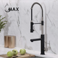 Kitchen Faucet Pull-Down Chef Style Pre-Rinse Spring Spout and Pot Filler Two Function Matte Black/Brushed Nickel