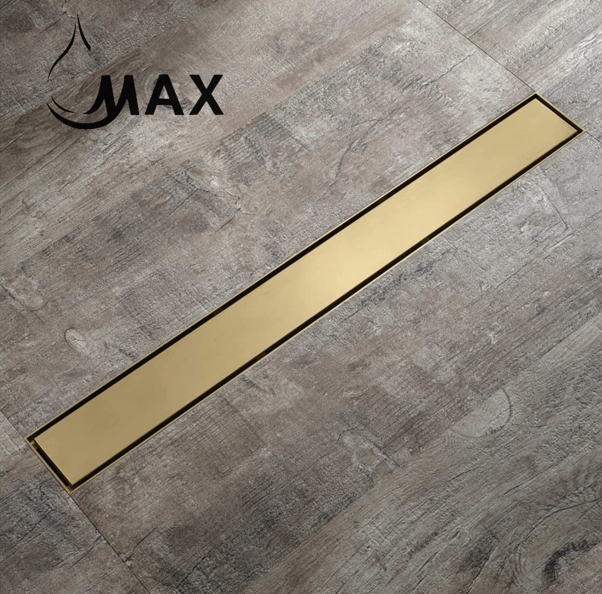 MAX Faucets | 24-Inch Linear Shower Drain with Cover – Brushed Gold Finish