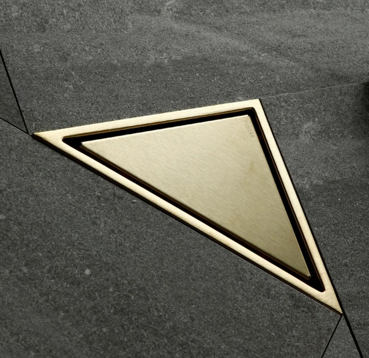 Corner Shower Drain Tile-In 6 inches Brushed Gold