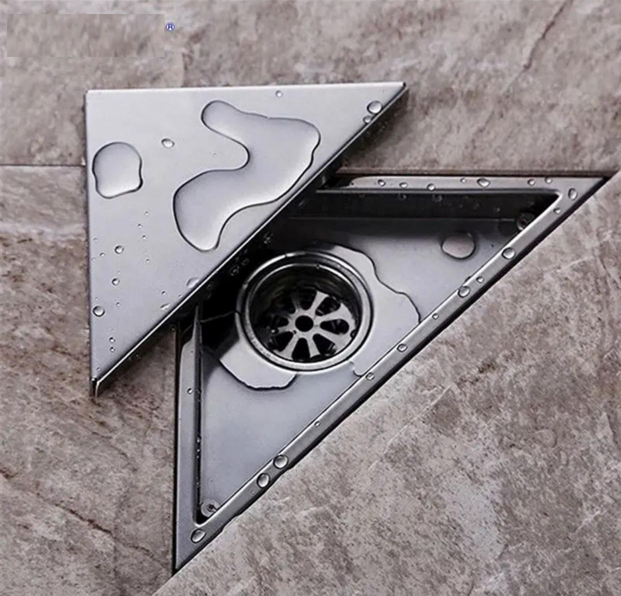 Corner Shower Drain Tile-In 6 inches Brushed Nickel