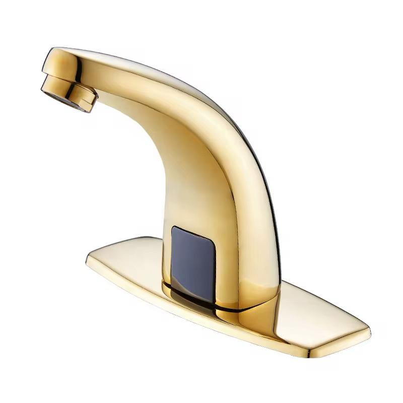 MAX Faucets Touchless Motion Sensor Bathroom Faucet with Hot & Cold Thermostatic Valve Control – Brushed Gold Finish