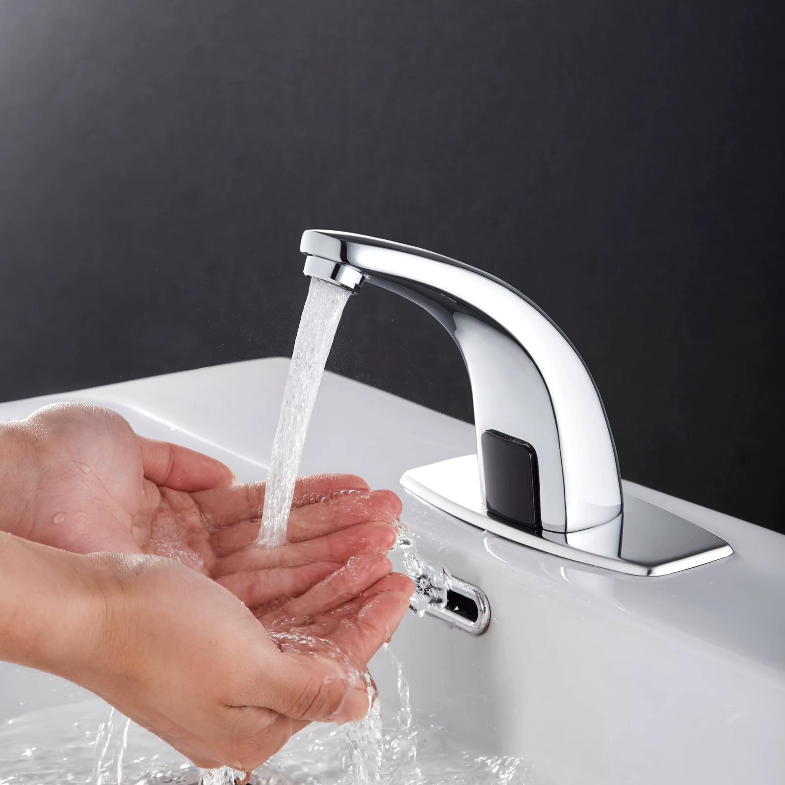 MAX Faucets Touchless Motion Sensor Bathroom Faucet with Hot & Cold Thermostatic Valve Control – Chrome Finish