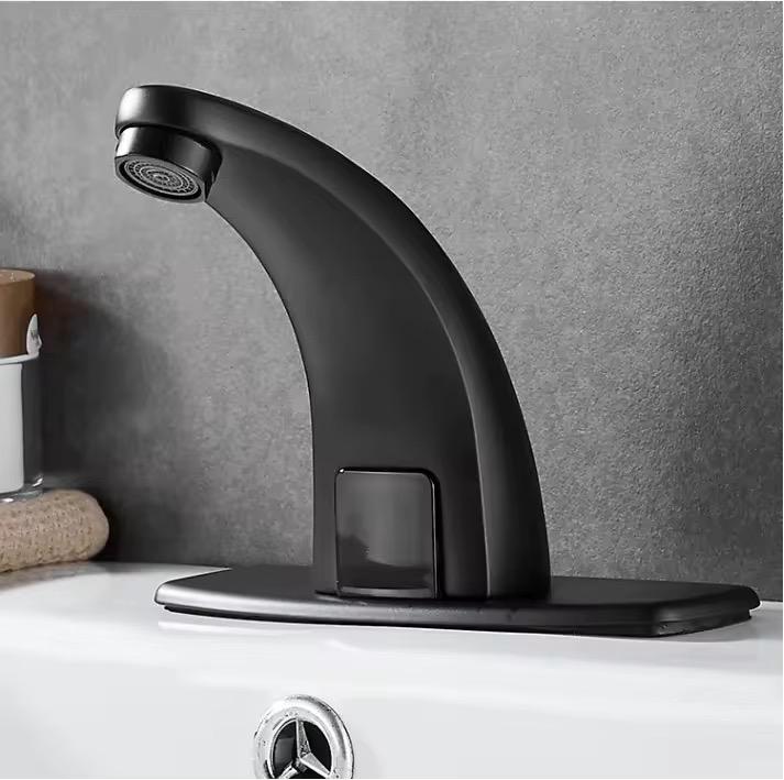 MAX Faucets Touchless Motion Sensor Bathroom Faucet with Hot & Cold Thermostatic Valve Control – Matte Black Finish
