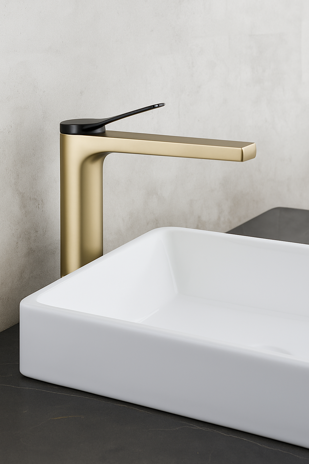 MAX Faucets | 10" Vessel Sink Bathroom Faucet – Long Spout – Brushed Gold Body with Matte Black Handle WM-1916V-BG/MB