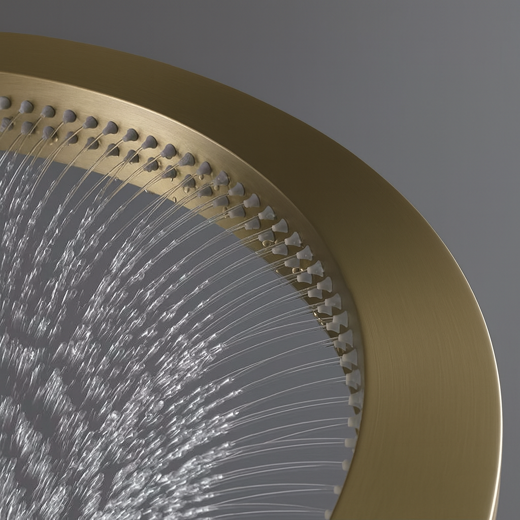 MAX Faucets – 16" Luxury Waterfall Shower Head, High-Pressure Round Design, Brushed Gold Finish YM-RWF1155W-BG