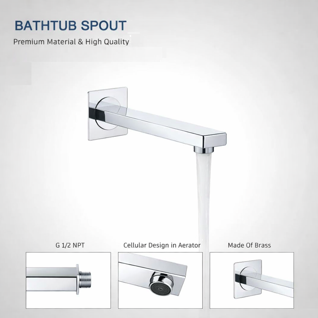 MAX Faucets 7 inch tub filler spout polished chrome wall mounted bathtub faucet YM-075-C