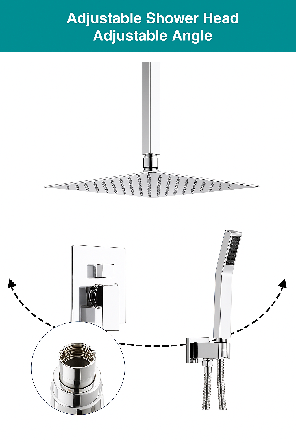 Adjustable shower head cheome finish