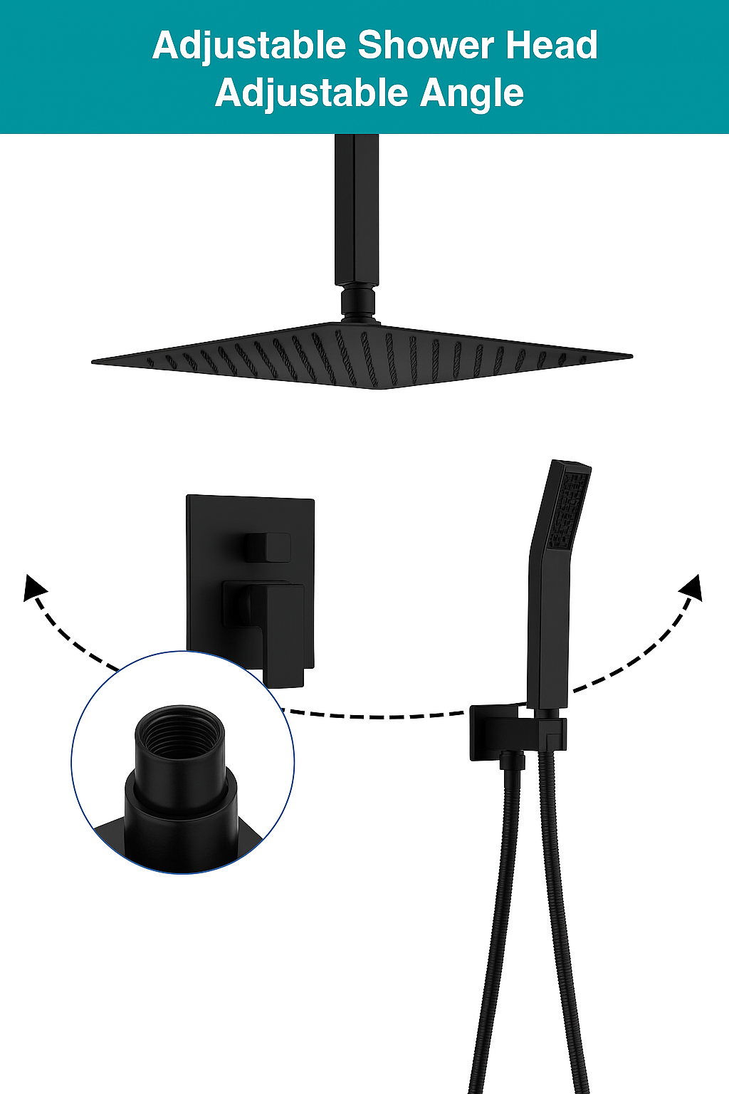 Adjustable shower head matte black showerhead