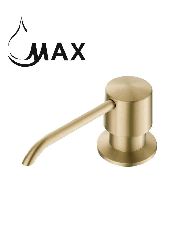 MAX Faucets | Brushed Gold Soap and Lotion Dispenser – 360° Swivel, Refillable, 17oz Capacity MP-12122-BG