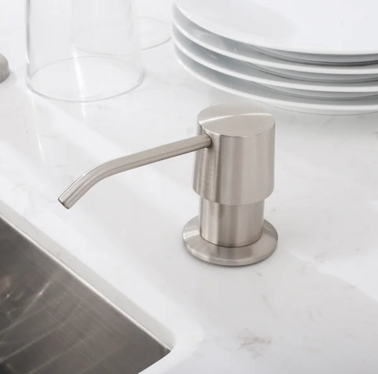 MAX Faucets | Brushed Nickel Soap and Lotion Dispenser – 360° Swivel, Refillable, 17oz Capacity-MP-12122-BN