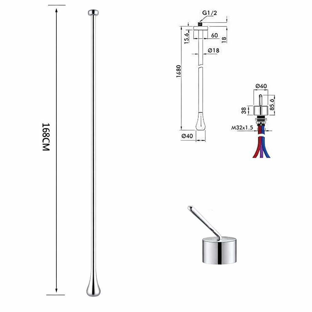 MAX Faucets | Ceiling-Mounted Bathroom Faucet with Deck-Mounted Hand Control – Chrome Finish