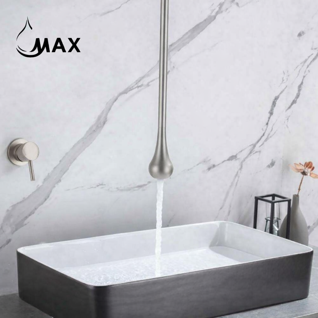 MAX Faucets | Ceiling-Mounted Bathroom Faucet with Wall-Mounted Hand Control– Brushed Nickel Finish
