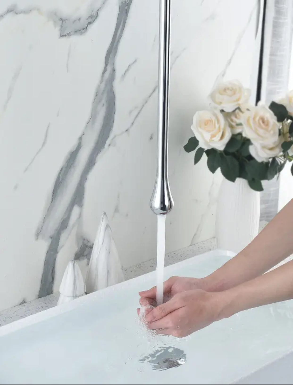 MAX Faucets | Ceiling Bathroom Faucet With Wall Mounted Hand Control Chrome Finish