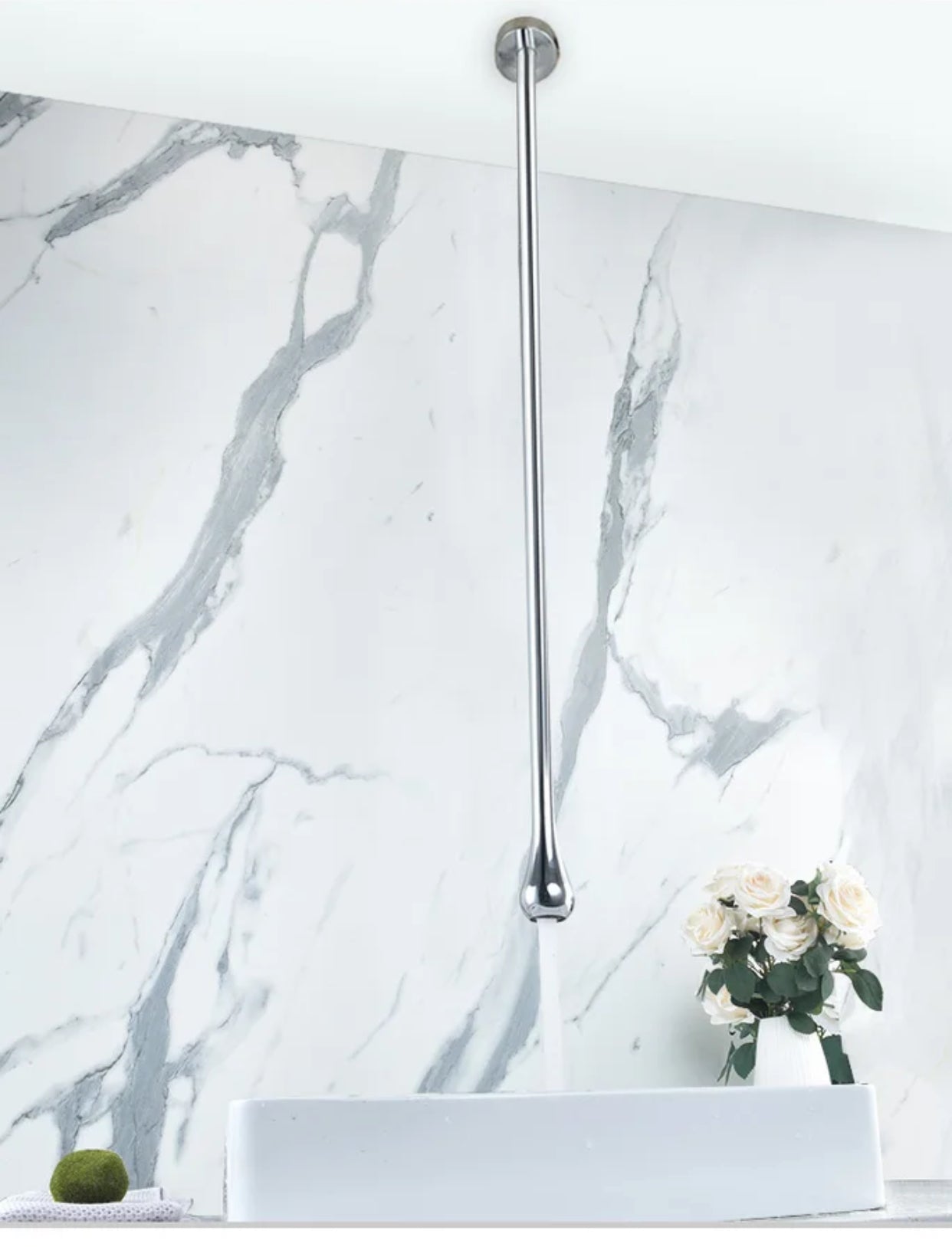 MAX Faucets | Ceiling Bathroom Faucet With Wall Mounted Hand Control Chrome Finish